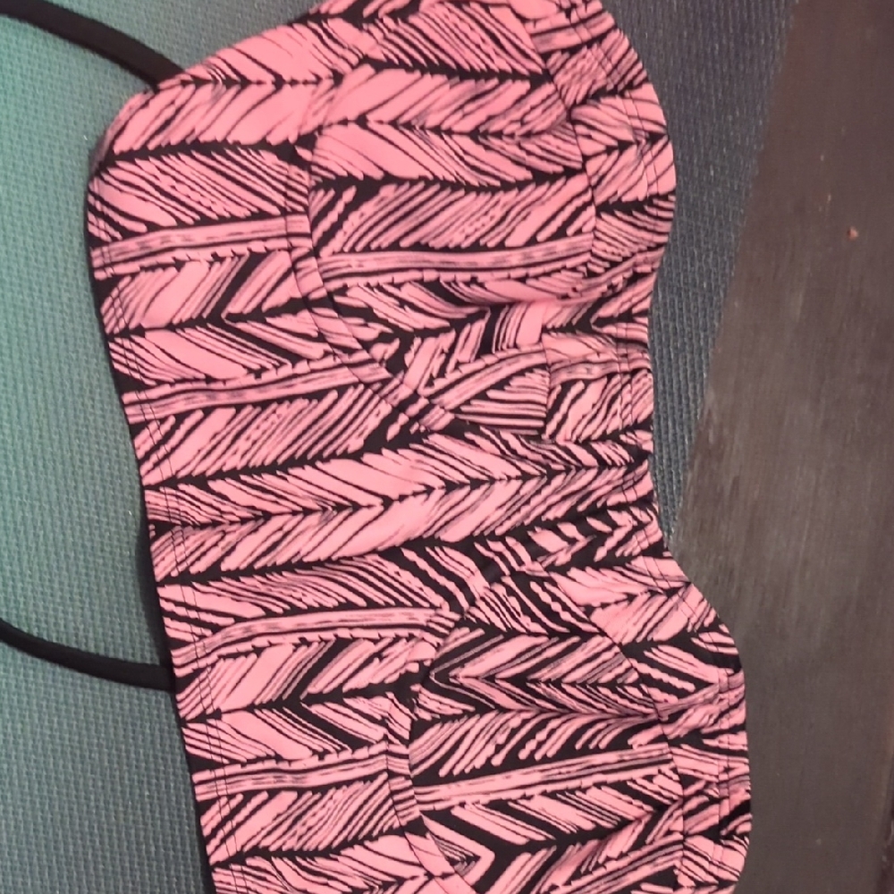 Pink and Black Patterned Bikini Top